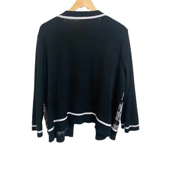 Ming Wang white black embroidered blazer Medium - Picture 6 of 6